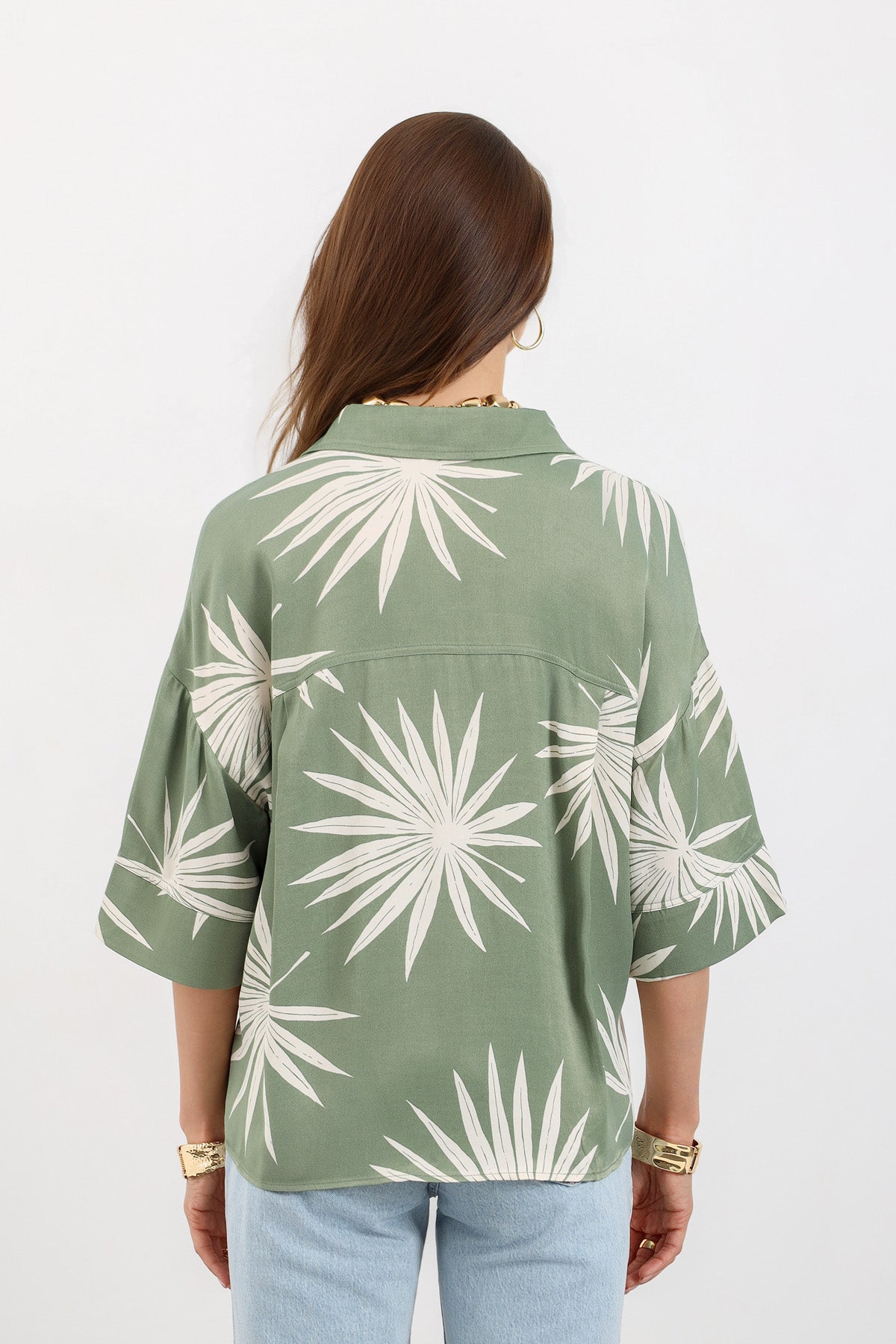 Haki Desenli Oversize Gömlek