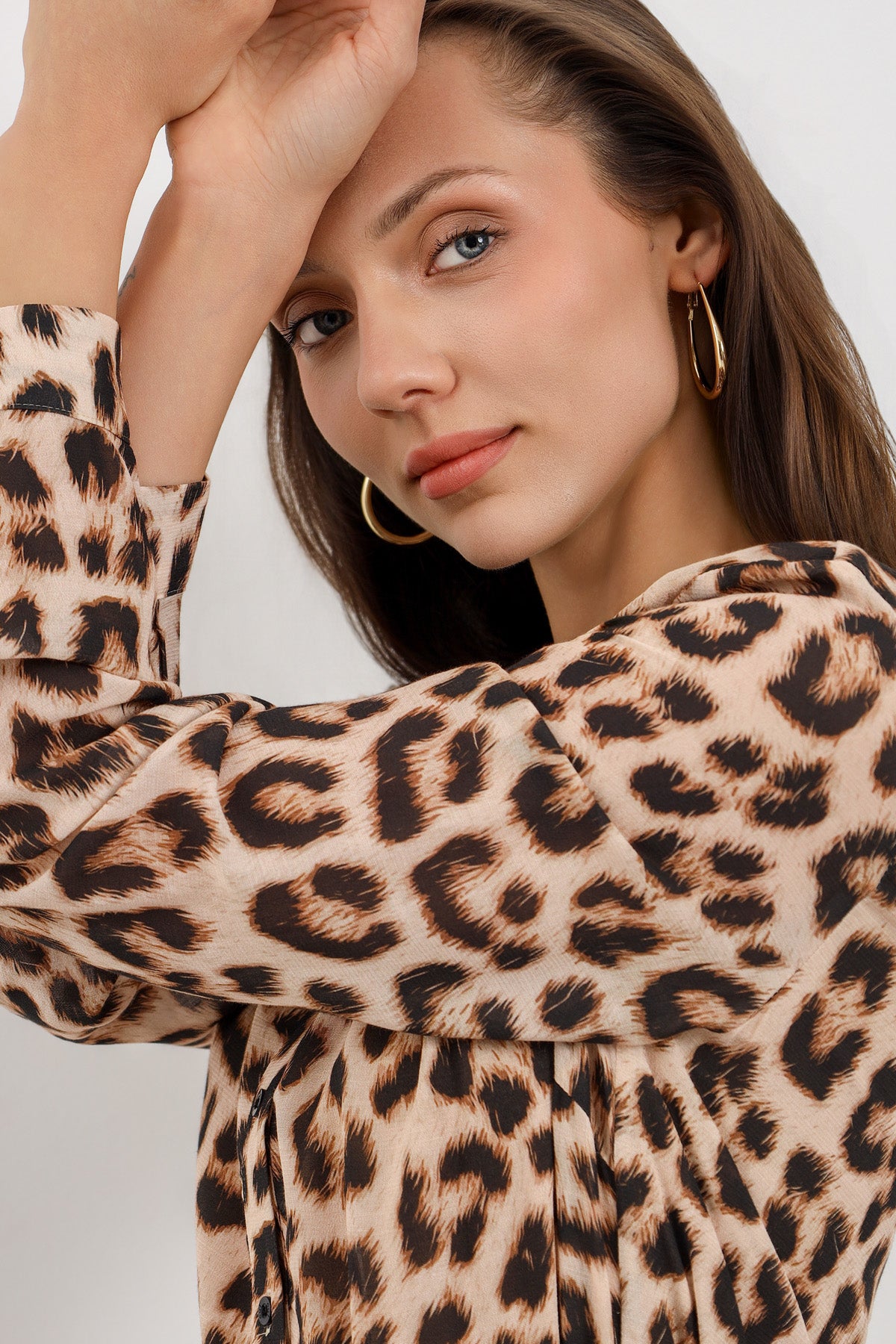 Leopar Desenli Kuşak Detaylı Elbise