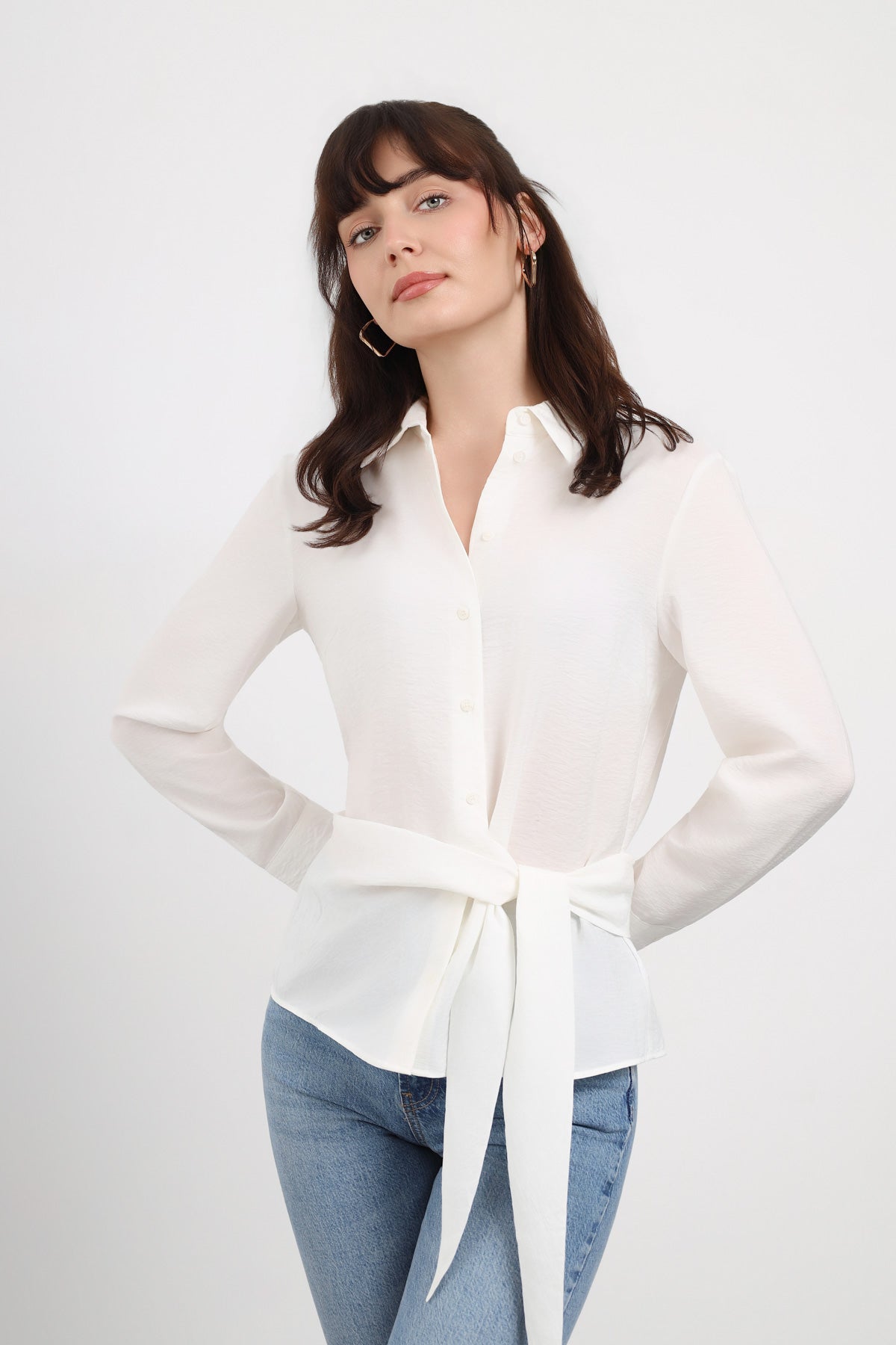 Bağlama Detaylı Şık Kadın Gömlek