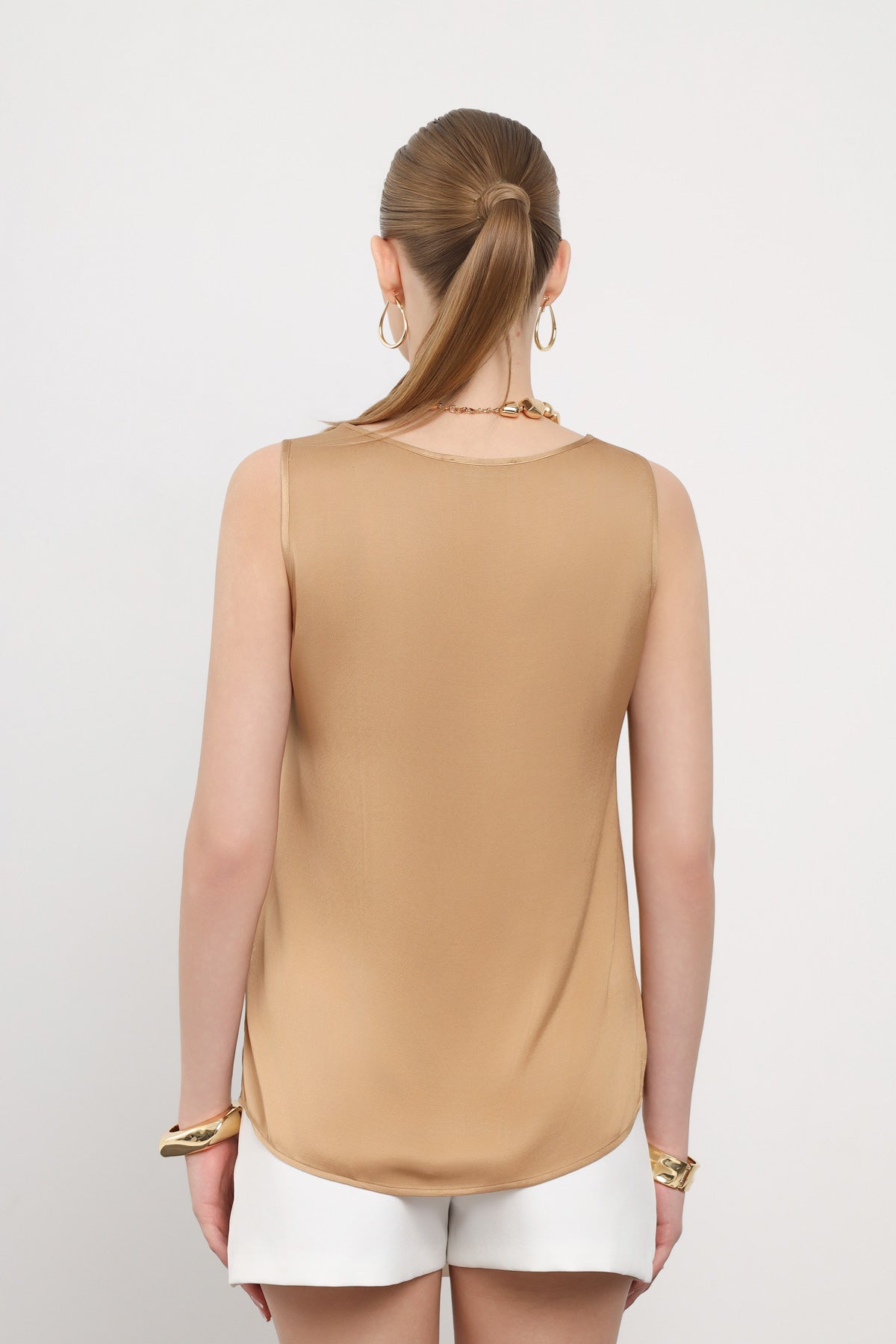 Camel Askılı Minimal Bluz