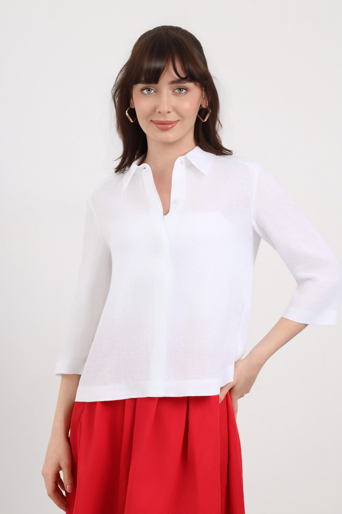 Yarım Kol Basic Kadın Gömlek