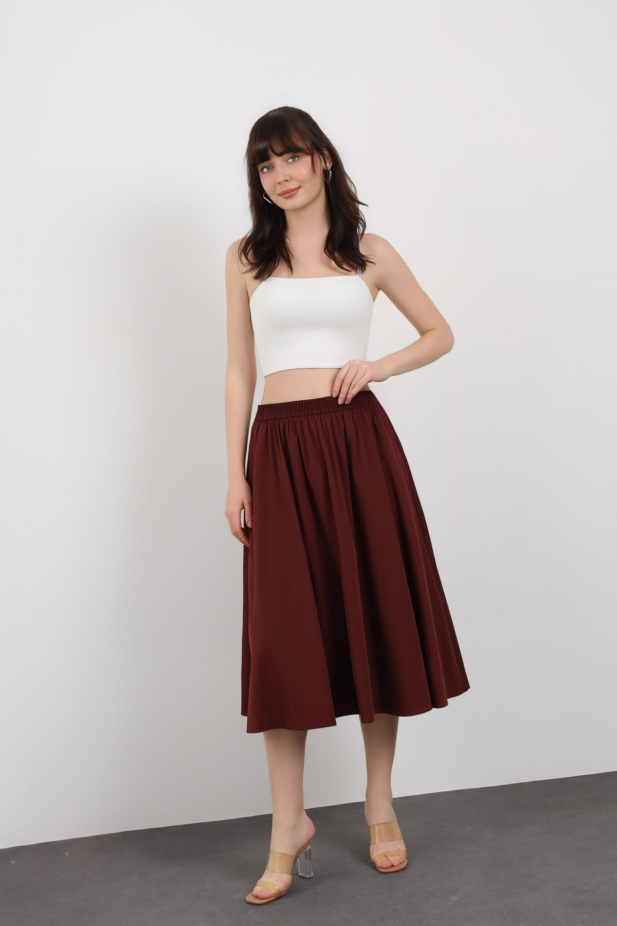 Beli Lastikli Midi Etek