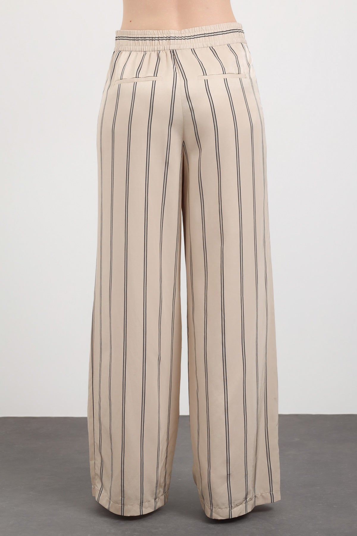 Çizgili Bol Paça Pantolon