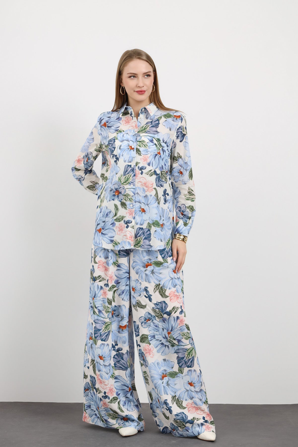 Çiçek Desen Kadın Gömlek