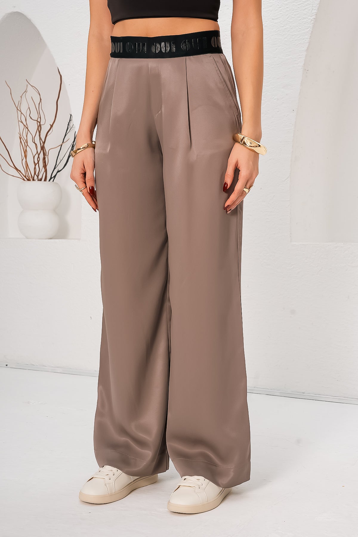 Saten Wide Leg Pantolon