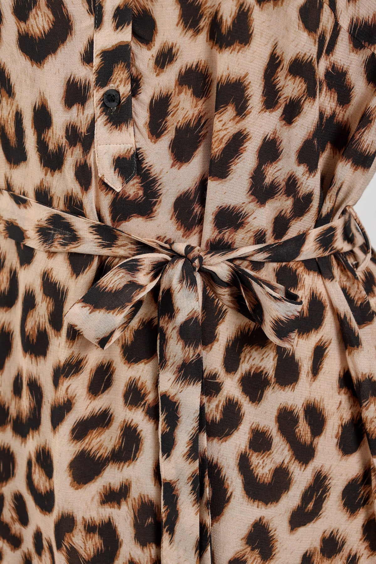 Leopar Desenli Kuşak Detaylı Elbise