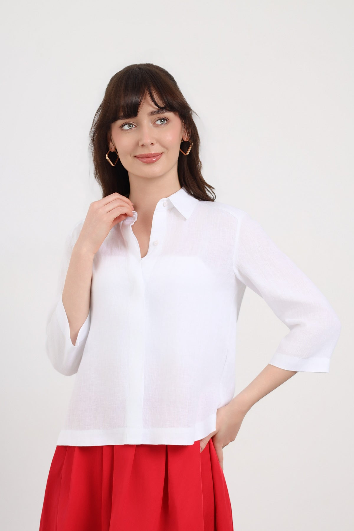 Yarım Kol Basic Kadın Gömlek