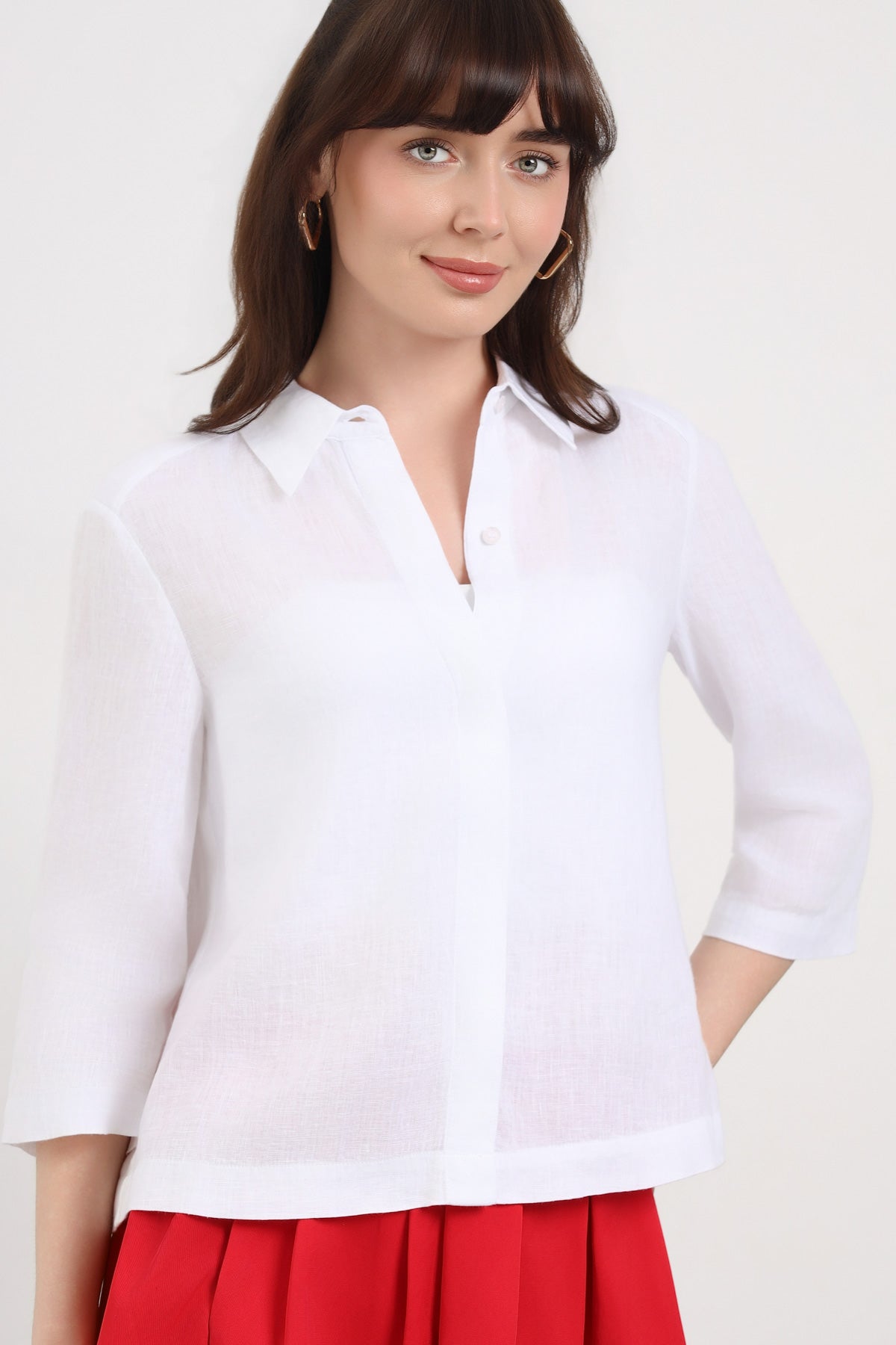 Yarım Kol Basic Kadın Gömlek