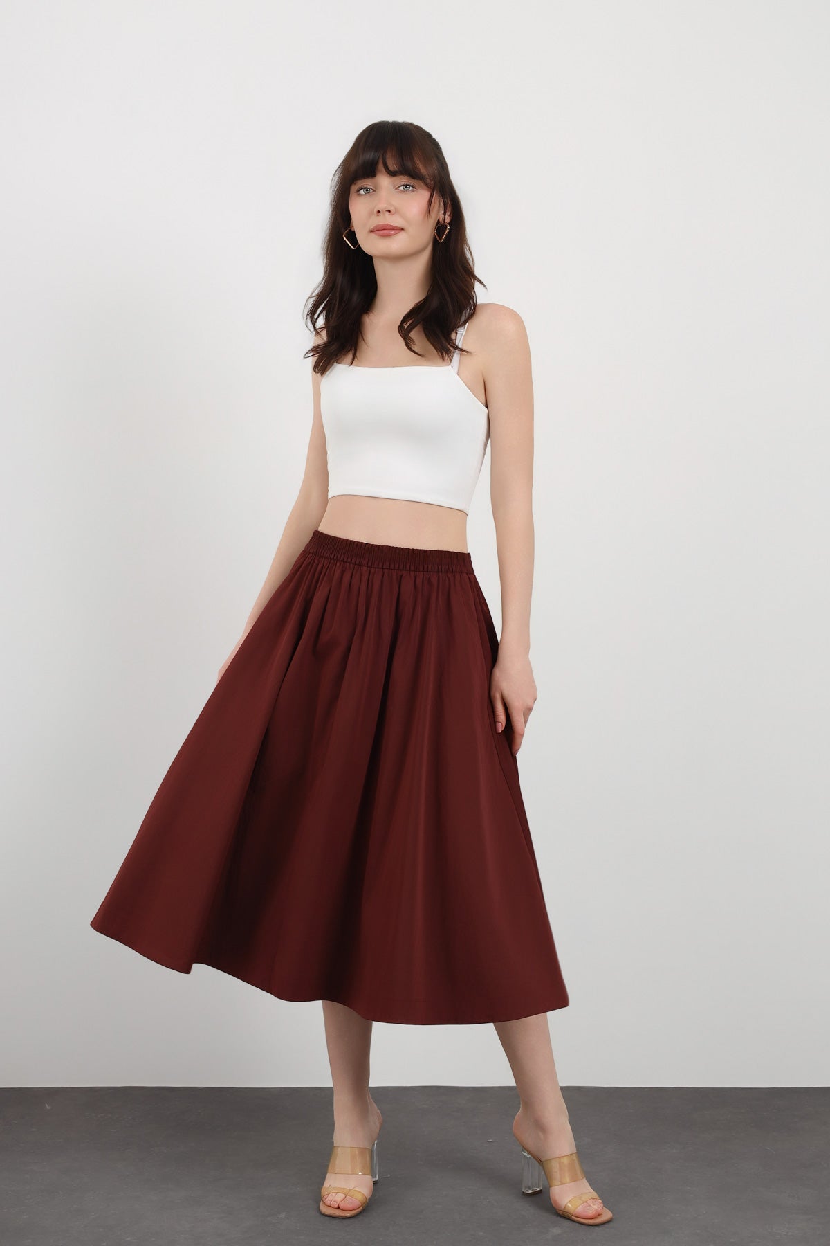 Beli Lastikli Midi Etek