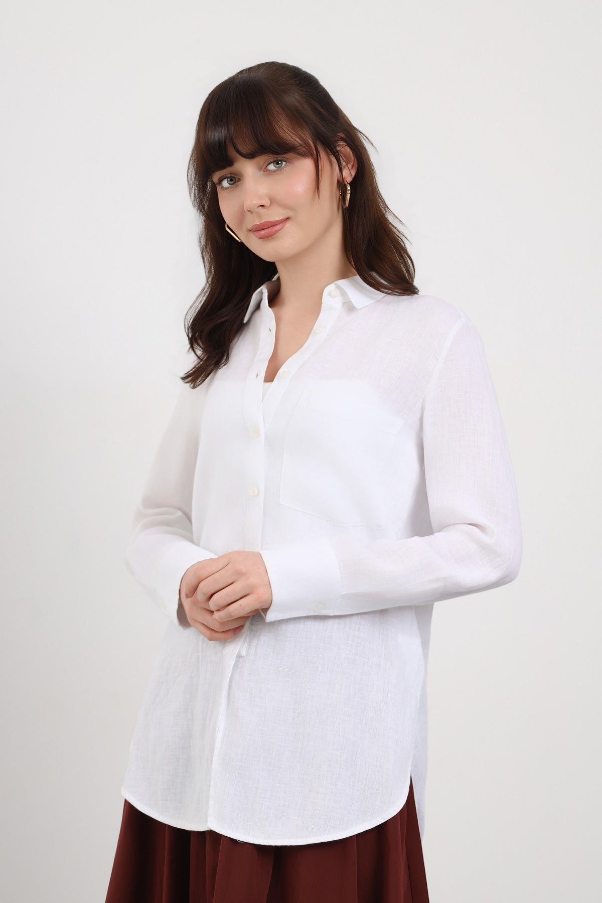 Tek Cep Detaylı Basic Kadın Gömlek