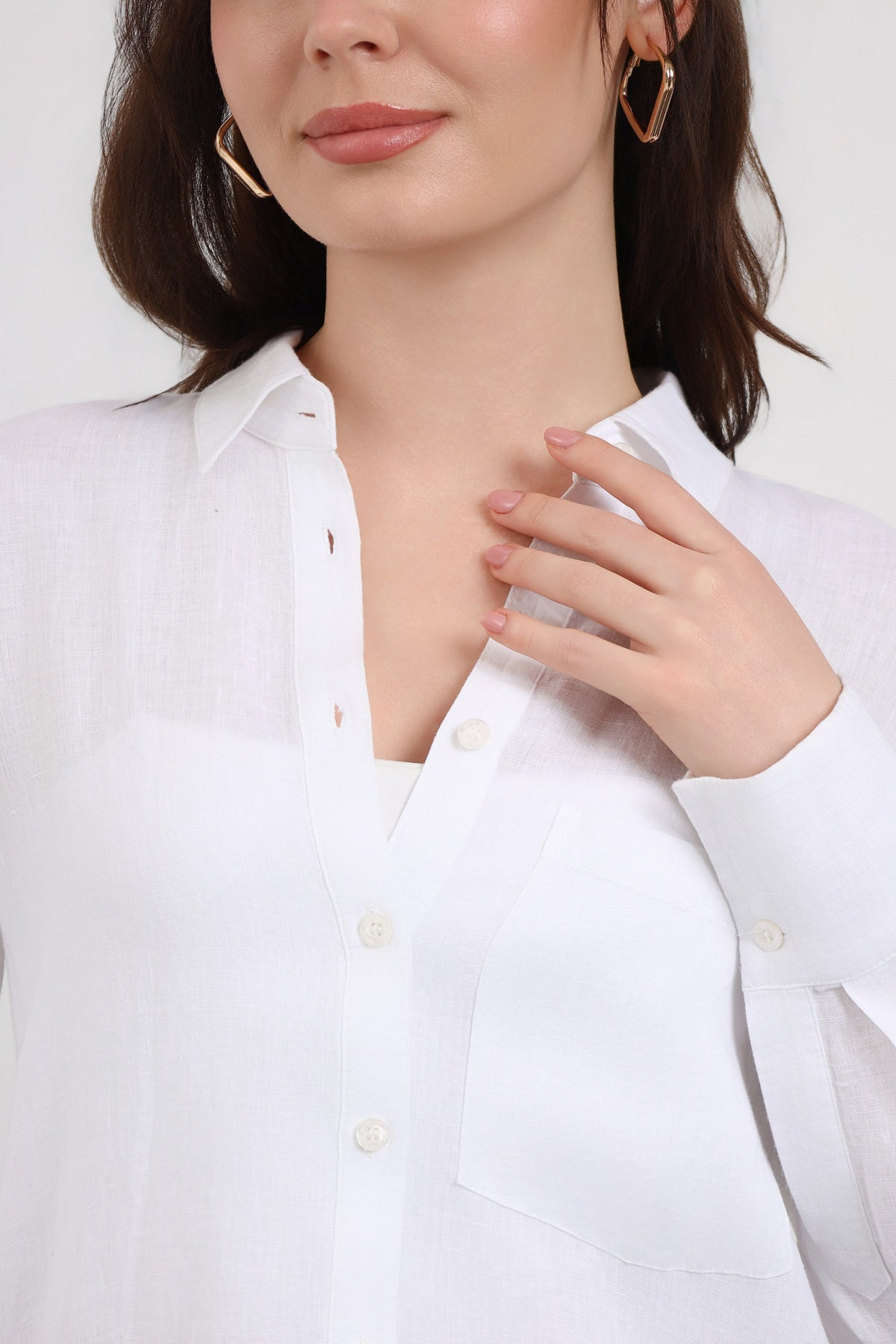 Tek Cep Detaylı Basic Kadın Gömlek