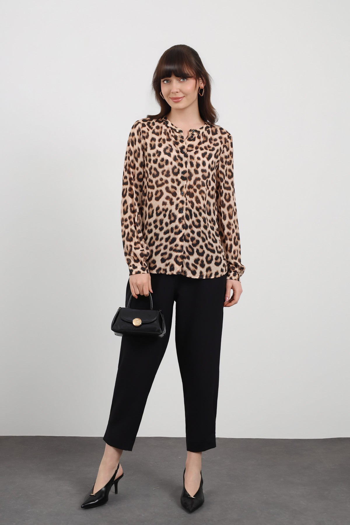 Leopar Desen Kadın Gömlek