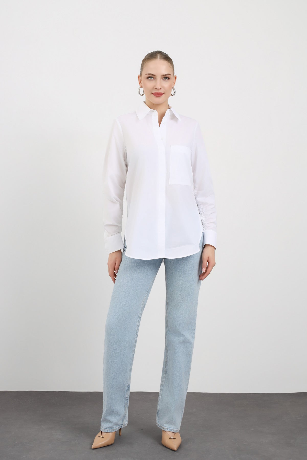 Cep Detaylı Kadın Gömlek