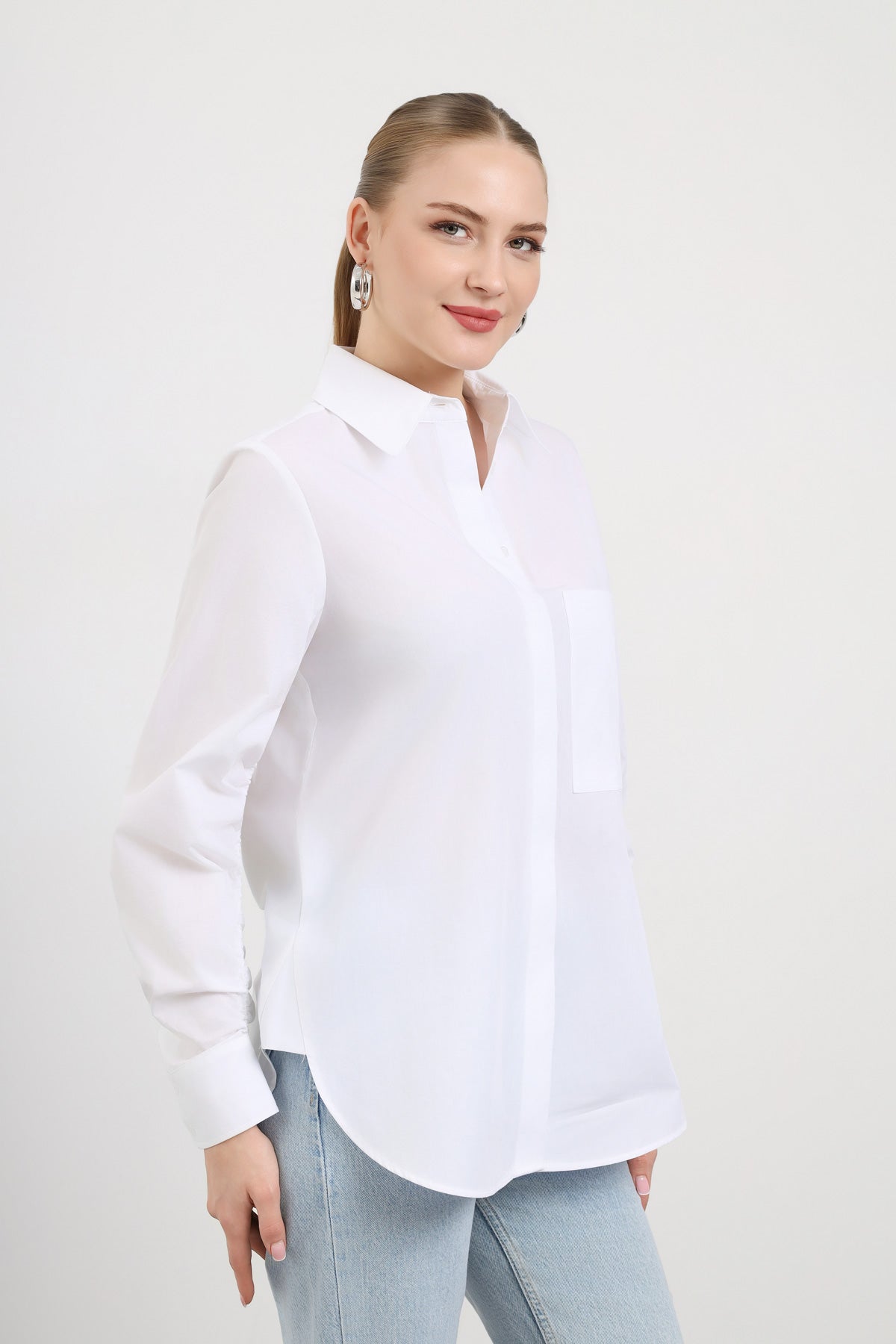 Cep Detaylı Kadın Gömlek