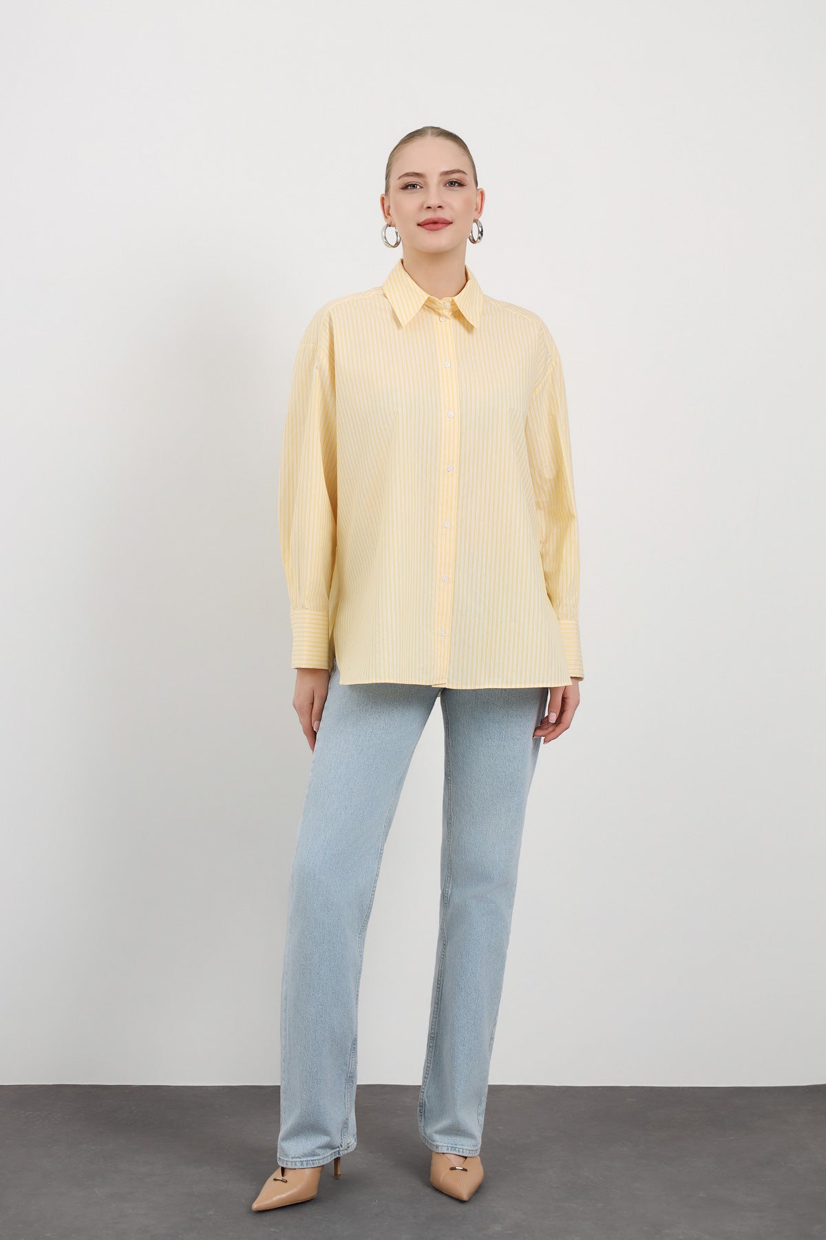 Çizgili Rahat Kesim Kadın Gömlek