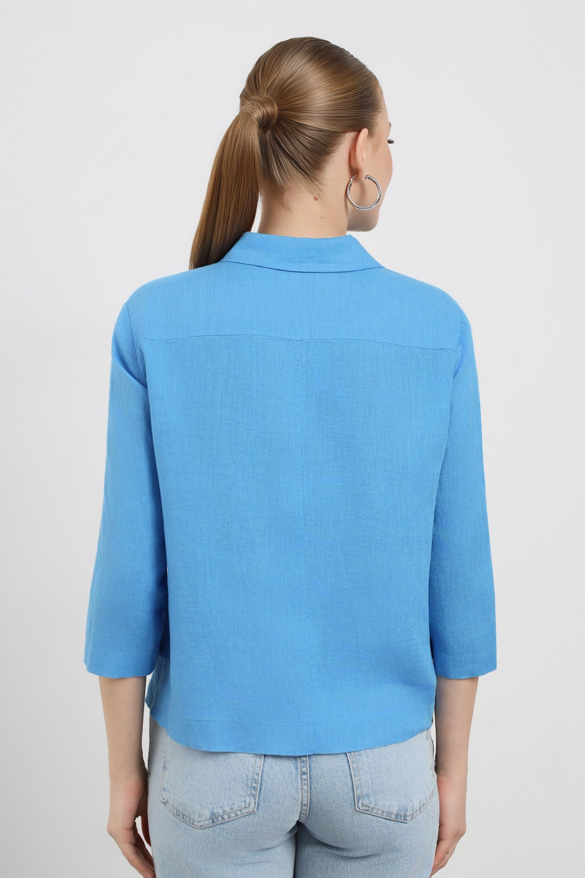 Yarım Kol Basic Kadın Gömlek