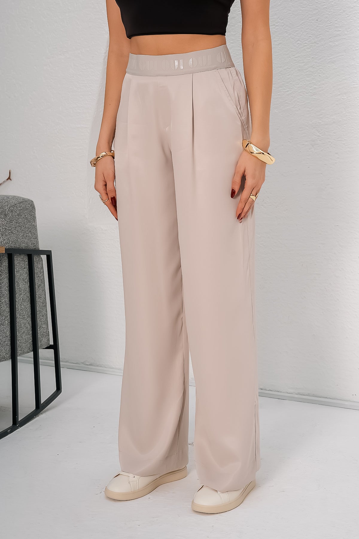 Saten Wide Leg Pantolon
