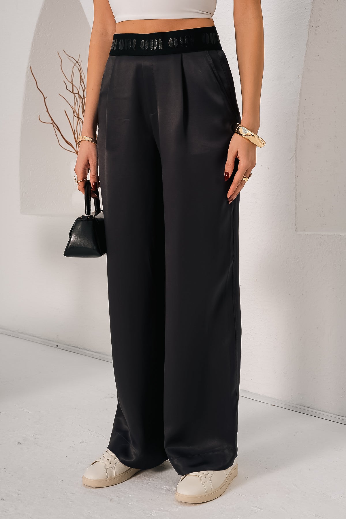 Saten Wide Leg Pantolon